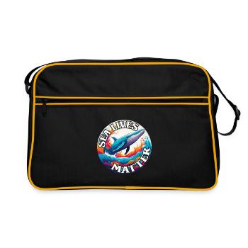 Protège la vie marine Rorqual bleu sur la roue chromatique - Sac Retro - noir/or - Devant
