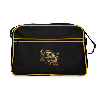 Paresseux Animal Paresseux Bébé - Sac Retro - noir/or - Devant