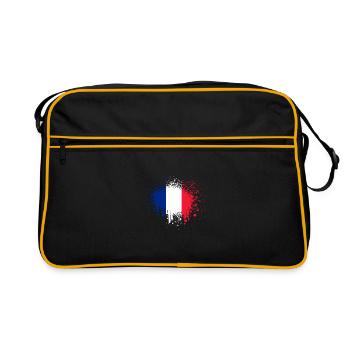 France Drapeau Éclaboussures de couleur - Sac Retro - noir/or - Devant