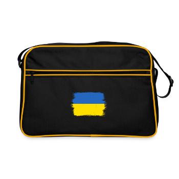 Ukraine Flagge Vintage Ukrainische Fahne Used Look - Retro Tasche - Schwarz/Gold - Vorne