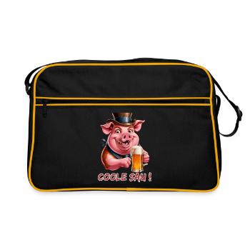 Coole Sau - Cooles Schwein - Party Sau - Retro Tasche - Schwarz/Gold - Vorne