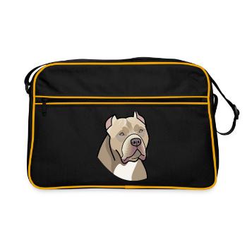 American Bully - Kopf (Farben) - Retro Tasche - Schwarz/Gold - Vorne