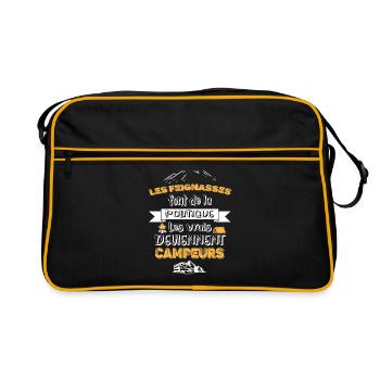Les feignasses t-shirt campeurs humoristique homme - Sac Retro - noir/or - Devant