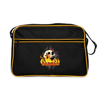 El Diablo, devil, skull, tattoo, flames - Retro Tasche - Schwarz/Gold - Vorne