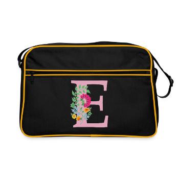 flower 12 red with e - Retro Bag - black/gold - Front