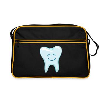Laughing tooth - teeth - dentist - Retro Bag - black/gold - Front
