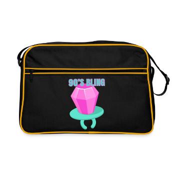90s Bling - 90er Jahre Nostalgie Humor - Retro Tasche - Schwarz/Gold - Vorne