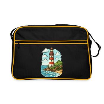 Lighthouse on the coastal path - Retro Bag - black/gold - Front