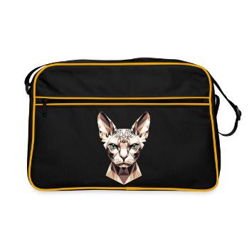 Sphynx Katze Sphynxkatze Canadian Cat Süße Sphinx - Retro Tasche - Schwarz/Gold - Vorne