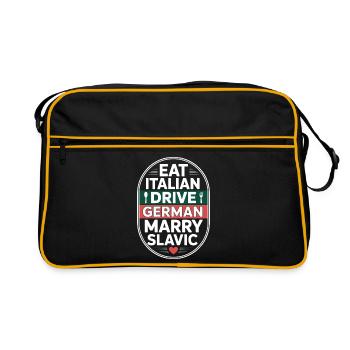 Eat Italian Drive German Marry Slavic Balkan Auto - Retro Bag - black/gold - Front