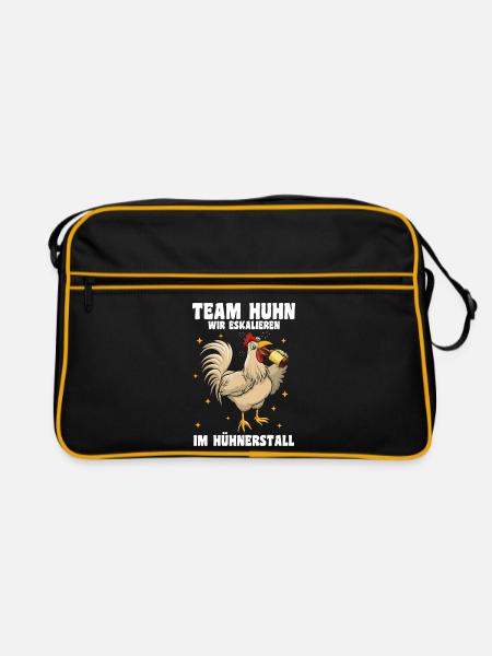 Hühnerflüsterer Huhn Hühnerhalter Hühner - Retro Tasche - Schwarz/Gold - Vorne