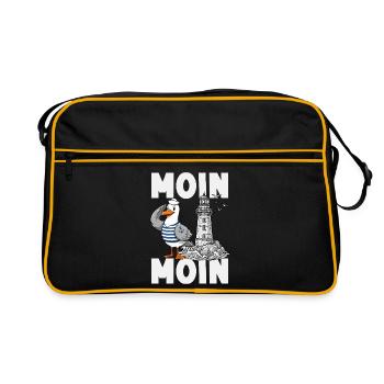 Moin Moin Norden - Maritimes Norddeutsch Design - Retro Tasche - Schwarz/Gold - Vorne