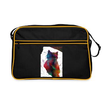 Schlafende Katze - Retro Tasche - Schwarz/Gold - Vorne