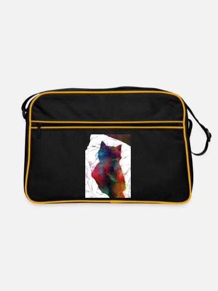Schlafende Katze - Retro Tasche - Schwarz/Gold
