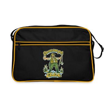 Angler Der war sooo groß - Retro Tasche - Schwarz/Gold - Vorne