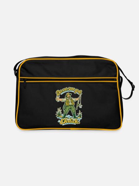 Angler Der war sooo groß - Retro Tasche - Schwarz/Gold