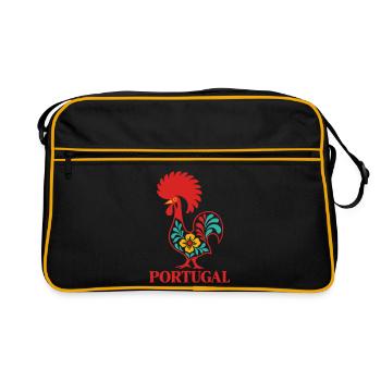 Portugiesischer Barcelos-Hahn Portugiesische Volkskunst - Retro Tasche - Schwarz/Gold - Vorne