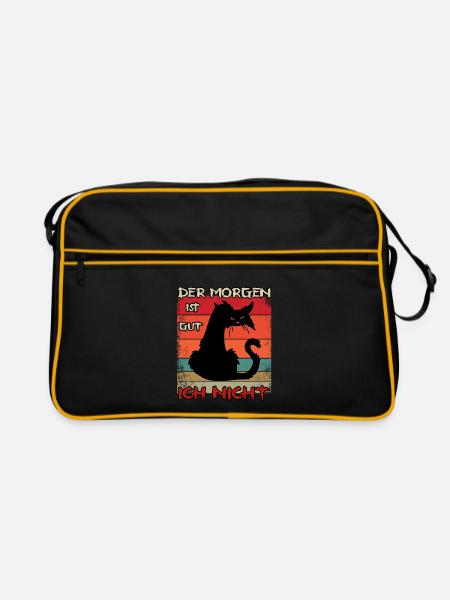 Der morgen ist gut ich nicht. Morgenmuffel - Retro Tasche - Schwarz/Gold - Vorne