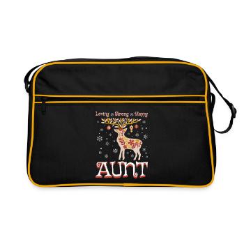 Weihnachten Rentier Tata Frau Tante - Retro Tasche - Schwarz/Gold - Vorne