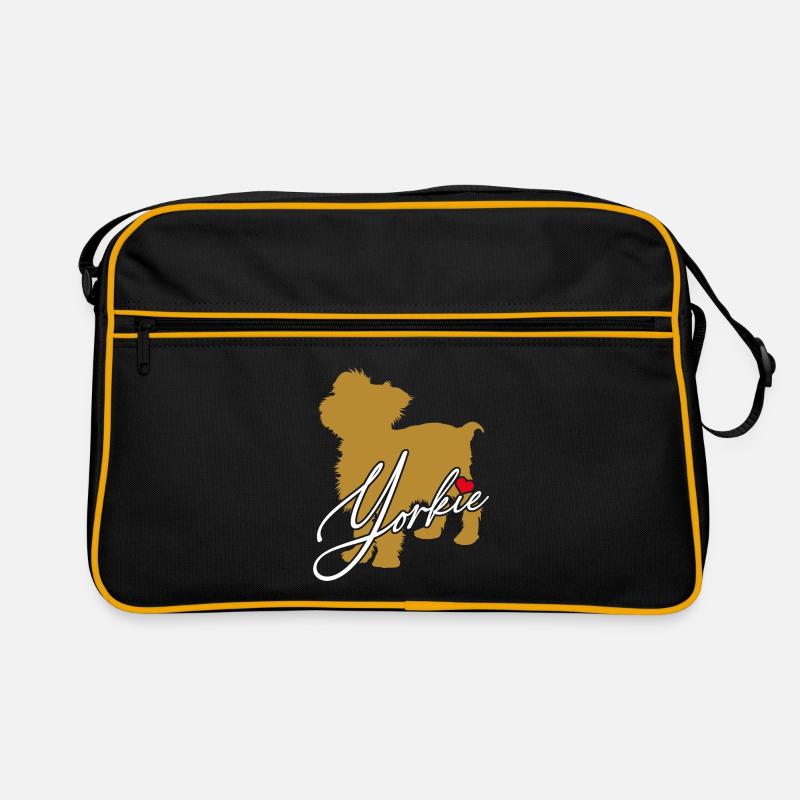 Yorkie Silhouette Yorkshire Terrier mit Herz Retro Tasche