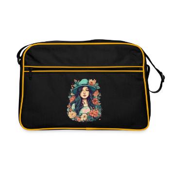 Asiatique Été Rétro Vintage Design Floral Asie - Sac Retro - noir/or - Devant
