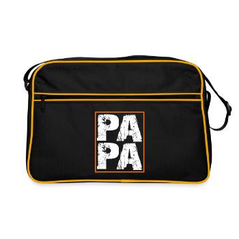 Papa ist der Beste - Papa ist unser Held - Retro Tasche - Schwarz/Gold - Vorne