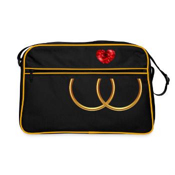 engagement de mariage de mariage roses anniversaire mariée l - Sac Retro - noir/or - Devant