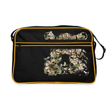 Portrait eines großen Leoparden - Retro Tasche - Schwarz/Gold - Vorne