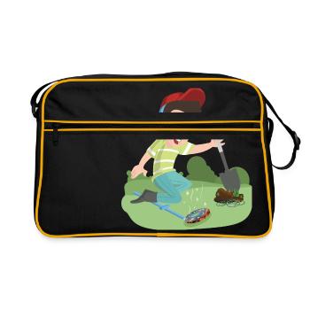 The treasure hunter metal detector is already glowing - Retro Bag - black/gold - Front