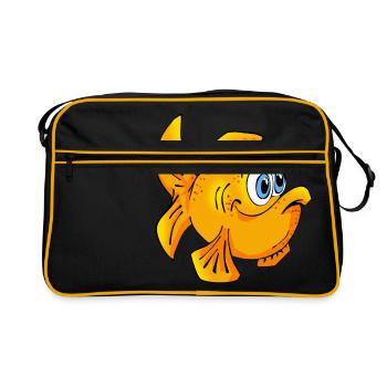 Poisson bande dessinée comique poisson rouge - Sac Retro - noir/or - Devant