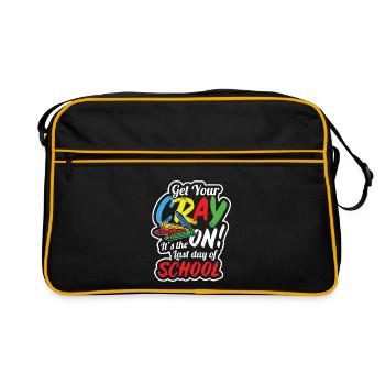 Lehrer Crayon Sommerferien - Retro Tasche - Schwarz/Gold - Vorne