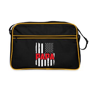 Papa US Vintage Flag Vétéran Militaire Pères Pères - Sac Retro - noir/or - Devant