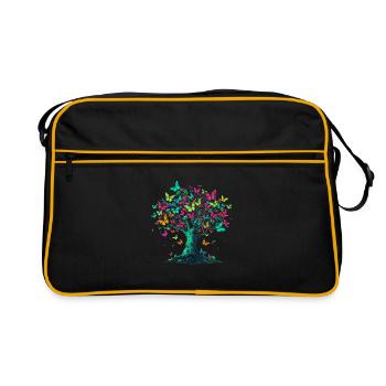 Butterfly Tree Nature Predator Insect - Retro Bag - black/gold - Front