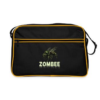 Zombee Halloween Horror Monster Zombie Bee Flower - Retro Bag - black/gold - Front