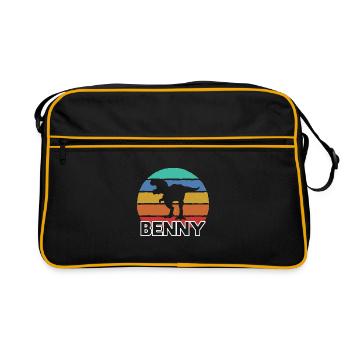 BENNY - Beau prénom de garçon avec dinosaure - Sac Retro - noir/or - Devant