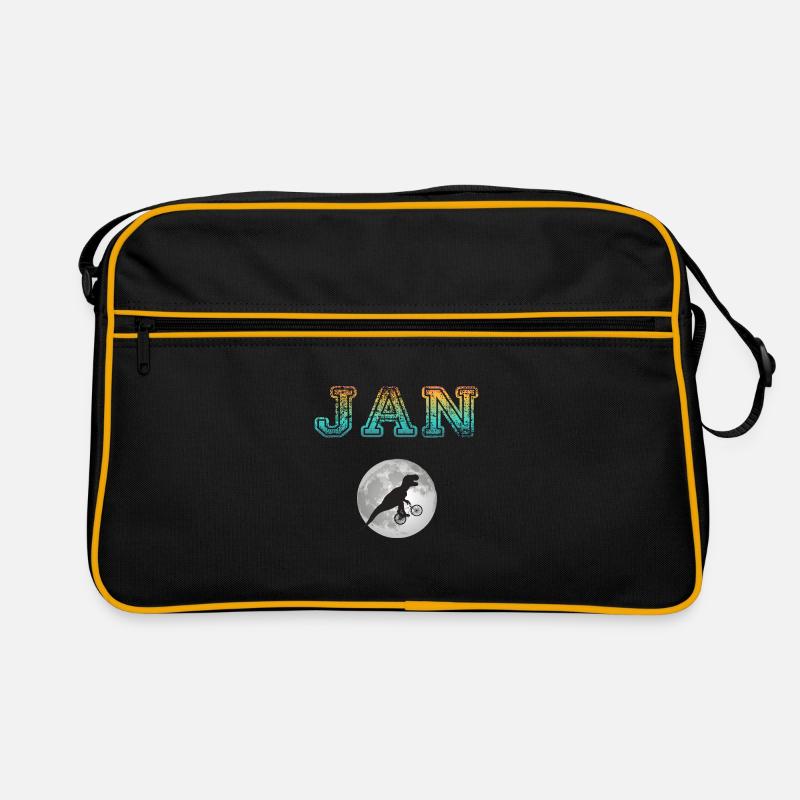 JAN - Schöner Jungen Name mit Dinosaurier Retro Tasche