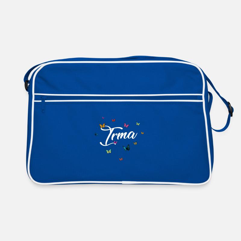 IRMA - Mädchen Name mit bunten Schmetterlingen Retro Tasche