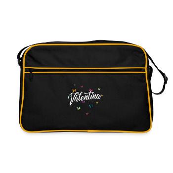 VALENTINA - Nom de la fille et papillons colorés - Sac Retro - noir/or - Devant