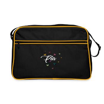 PIA - Girl Name with Colorful Butterflies - Retro Bag - black/gold - Front