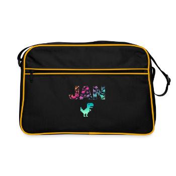JAN - Beau prénom de garçon avec dinosaure - Sac Retro - noir/or - Devant