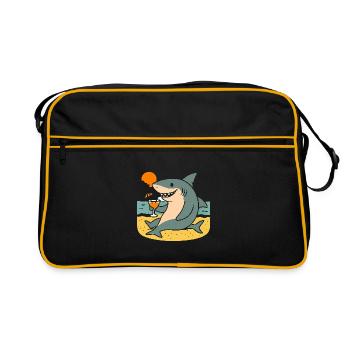 Requin de sable avec boisson de plage - Sac Retro - noir/or - Devant