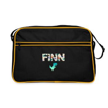 FINN - Beau prénom de garçon avec dinosaure - Sac Retro - noir/or - Devant