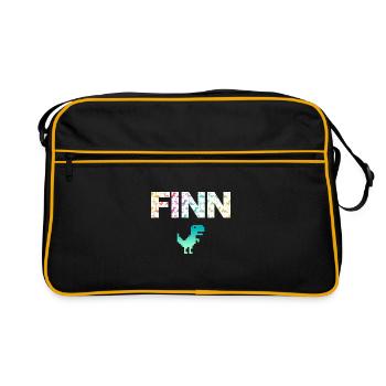 FINN - Beau prénom de garçon avec dinosaure - Sac Retro - noir/or - Devant