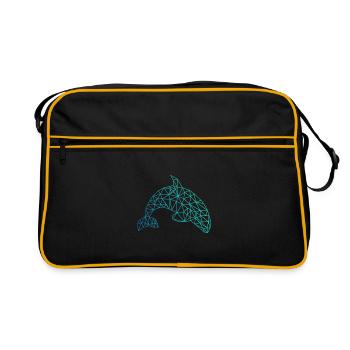ORCA geometrisch Wal Fisch abstrakt Geschenk - Retro Tasche - Schwarz/Gold - Vorne