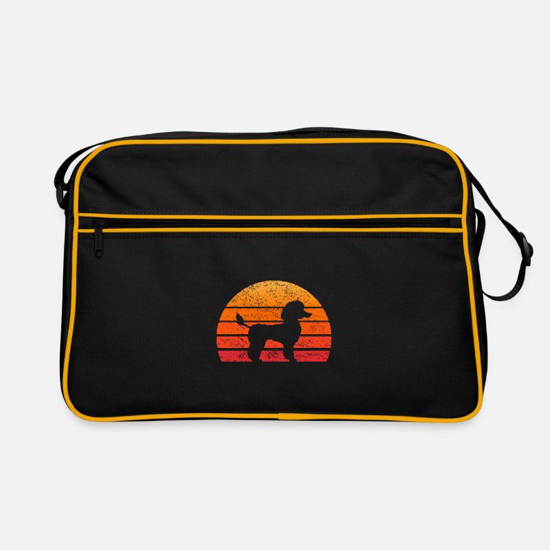 PUDEL lustige Hund Silhouette Sonne Retro Geschenk Retro Tasche