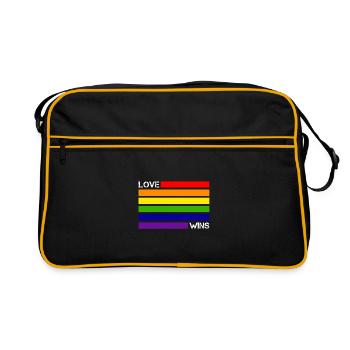 L'amour gagne le drapeau arc-en-ciel LGBT Gay Pride - Sac Retro - noir/or - Devant
