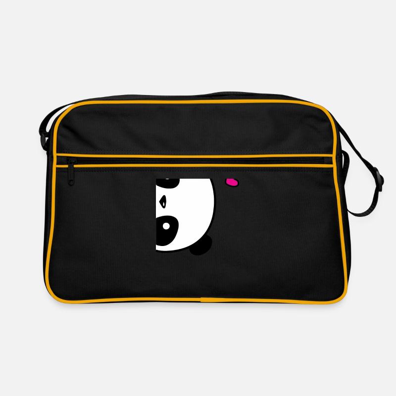 Süßes Panda Poster mit Herz - Retro Tasche - Schwarz/Gold