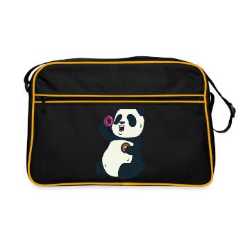 Panda donut essen - Retro Tasche - Schwarz/Gold - Vorne