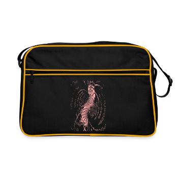Spirale der Bytes: Meditationsfigur - Retro Tasche - Schwarz/Gold - Vorne