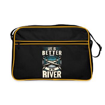 Kanu Kanut Kanutin Kanufahrer - Retro Tasche - Schwarz/Gold - Vorne